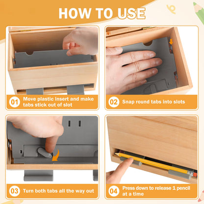 Aigybobo Pencil Dispenser for Classroom, Wooden Pencil Holder for Desk, Teacher Must Haves for Organization and Storage, Pencils Straw Dispenser for Classroom Office Kitchen Restaurant
