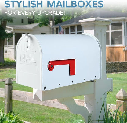BlissBoard Metal Mailboxes Post Mount, Galvanized Steel Outside Mail Box, Standard Medium Capacity, 20 x 8.7 x 6.7 Inches, White