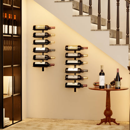 B4Life Wine Rack and Holder Wall Mounted 12 Bottles, Metal Hanging Mount Racks for Wall, Liquor, Champagne for Bottles Storage Home Bar, Cellar and Kitchen, Dining Room (Black, 12 Bottle)
