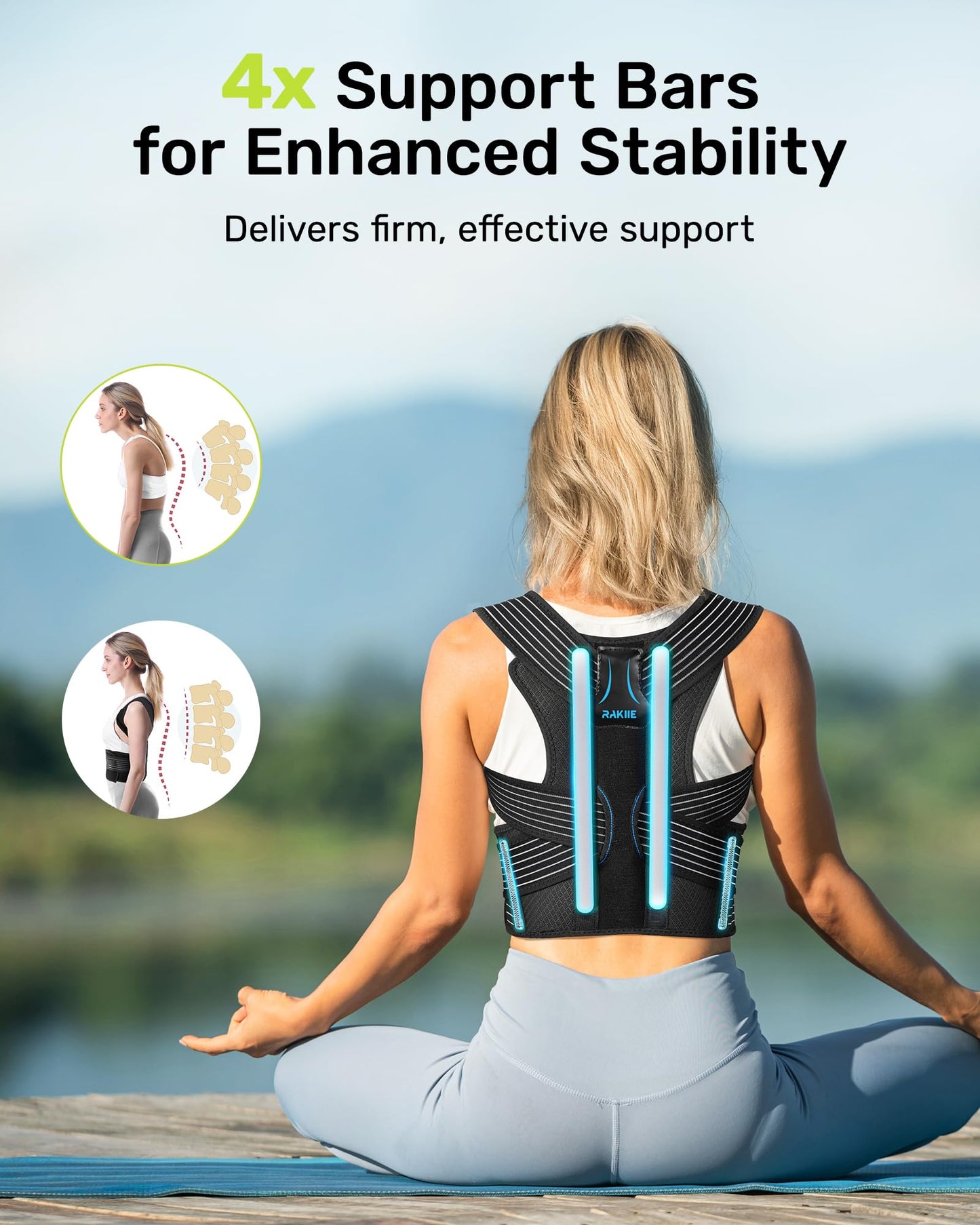 Posture Corrector for Women and Men, Upgraded Back Brace with Enhanced Support, Shoulder Straightener with Cushioned Shoulder Pads & Underarm Pain Relief Strap, Size S (Upper Waist: 29.5"-35.4")