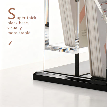 YUXUN Black Business Card Holder for Desk-2 Tiers 2 Slots, Vertical Acrylic Business Cards Holder for Women Men, 100+ Business Cards, Multiple Business Card Display Stand for Exhibition, Home, Office