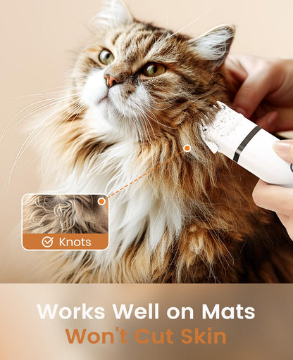 oneisall Cat Grooming Kit, 3 in 1 Quiet Cat Clippers for Thick Matted Paw Hair Trimmer, Heavy Coat Butt Shaver Cordless Pet Clippers Fur Trimmer for Dogs and Other Small Animals at Home Travel
