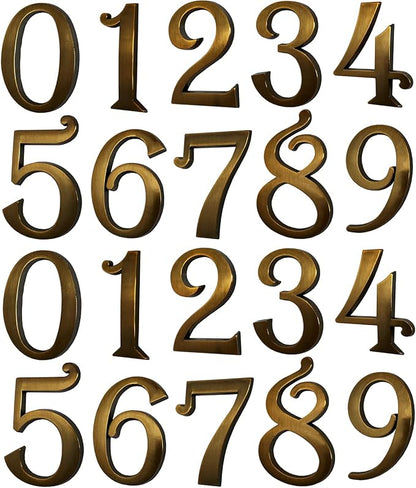 Bronze Mailbox Numbers Door Address Sign Stickers for Outside, Stick on Aprtment Office Home Room Doors, Aged Metal Shiny, Waterproof and Durable.(Bronze, 2.75" - Set of 20)