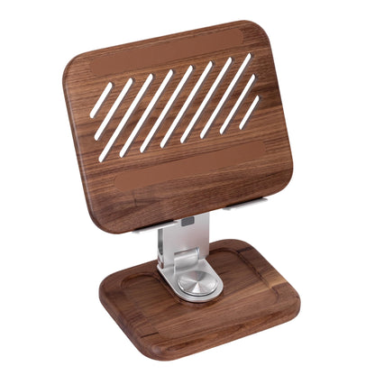 TlaroRiz Walnut-Wooden Laptop Stand for Desk, Adjustable Height & Angle with 360° Aluminum Alloy Swivel Base, Wood Laptop Stand Compatible with MacBook Pro, All Laptops 10-17", Brown