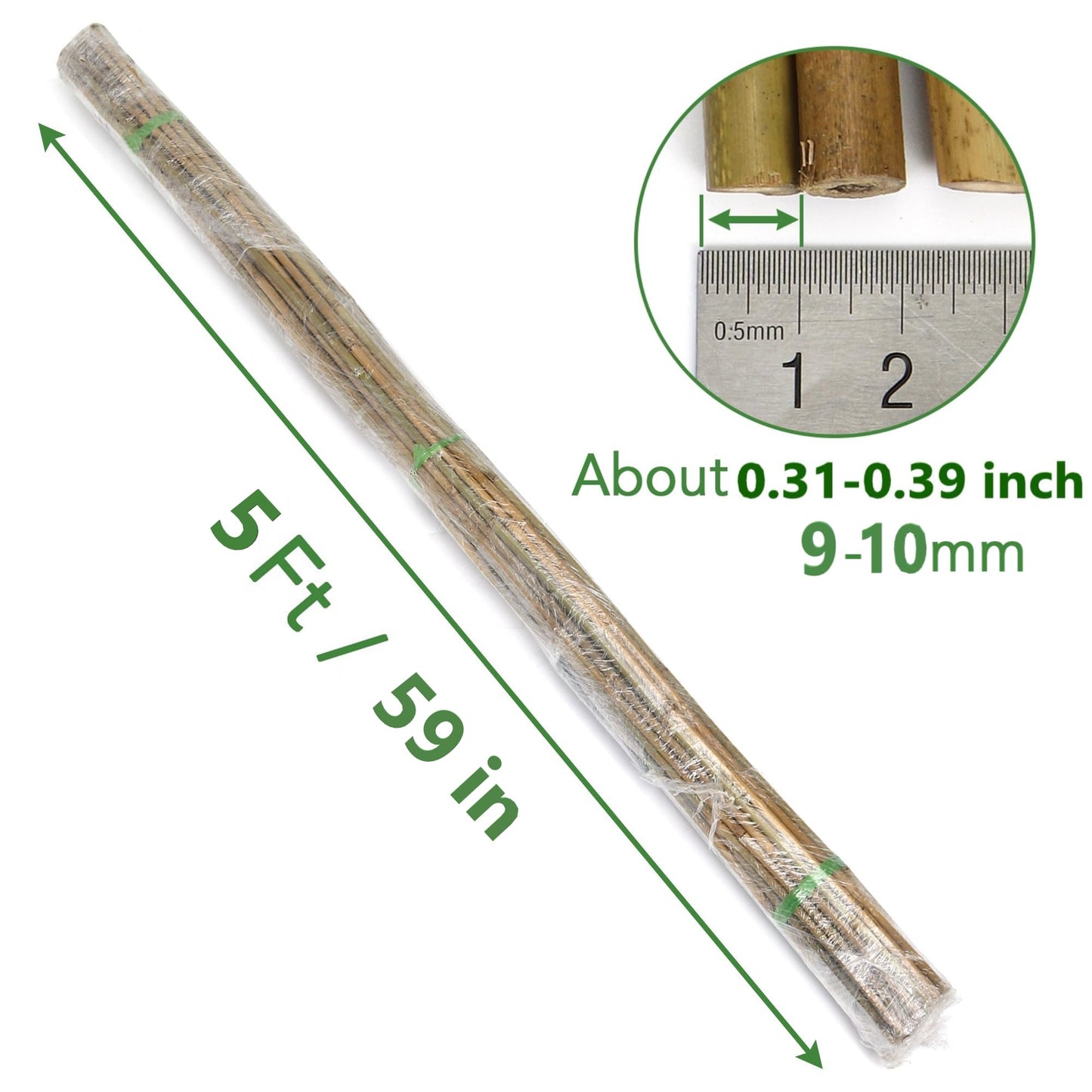 SWANGSA 55 Pack Bamboo Stakes for Plant 5 Feet(57.5inch) Bamboo Sticks for Garden Plant Support Stakes Poles for Tomatoes, Beans, Flowers, Trees, Indoor and Outdoor Climbing Plants