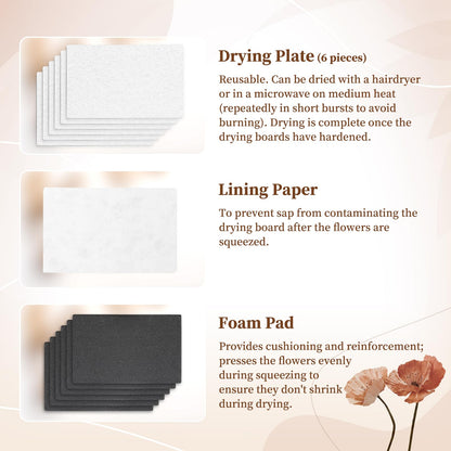 JFNoraiva Flower Press Kit,11 * 7.9 in Large Leaf Plant & Flower Press, Portable Bamboo Wooden Flower Preservation Kit, Includes Drying Plate & Lining Paper