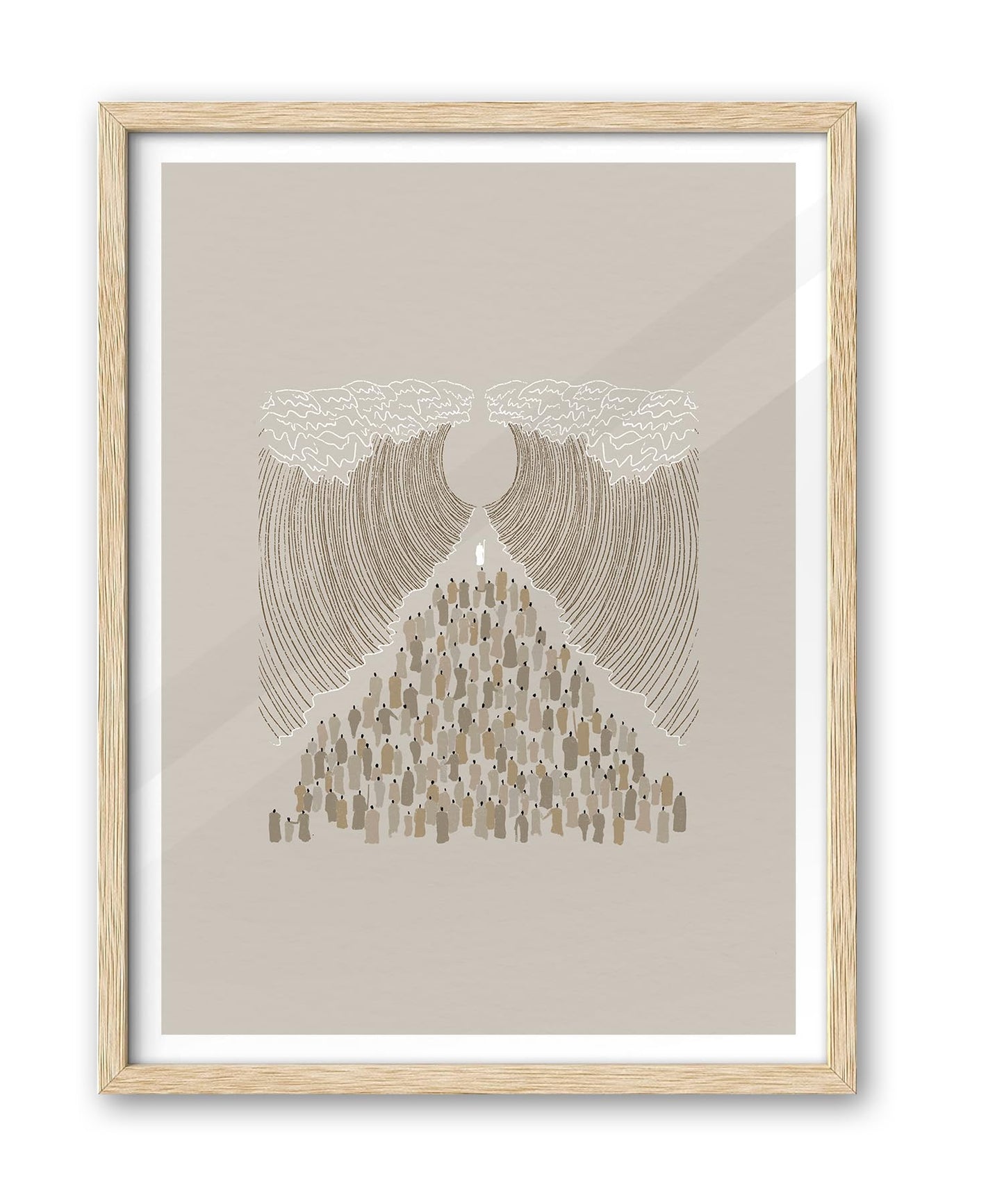 iHery Natural OAK Wood Jesus and Peter Walk on Water Framed Wall Art, 12x16 in Modern Sketch Bible Verses Canvas Art Decor, Beige Logs Boho Scripture 1Pack for Living Room Bedroom