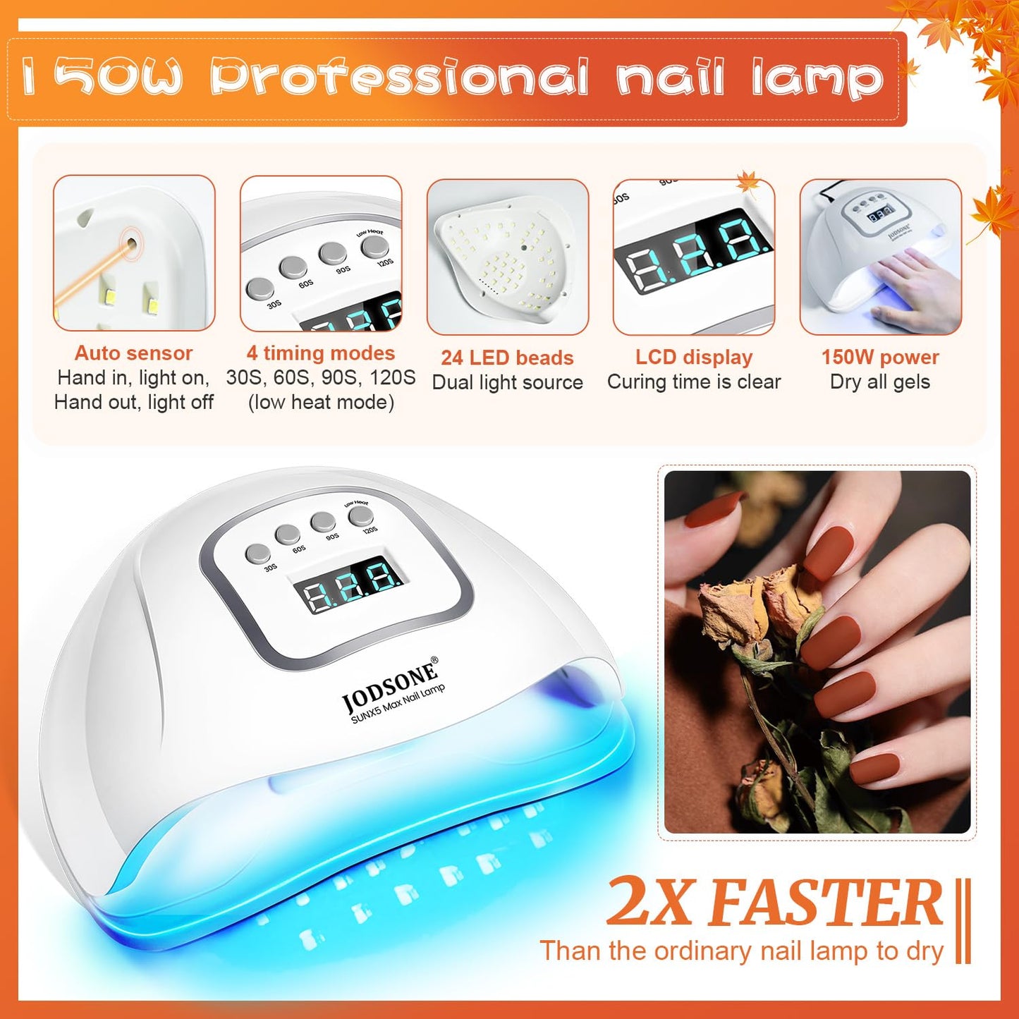 JODSONE Gel Nail Polish Kit with U V Light 32 Colors Gel Polish Nail + 4 Functional Adhesive Bottles Kit Soak Off Manicure Tools Gifts for Women