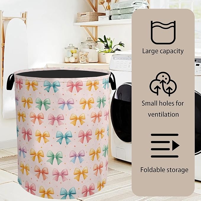 Colorful Bow Foldable Laundry Hamper