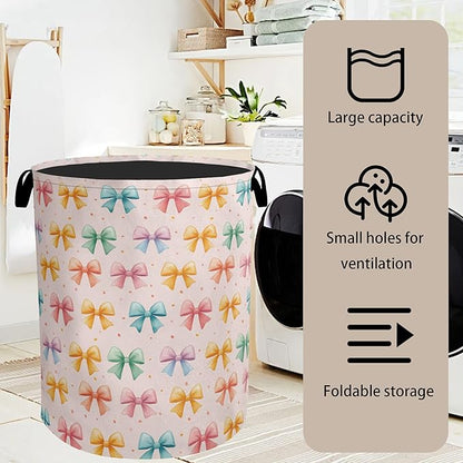 Colorful Bow Foldable Laundry Hamper