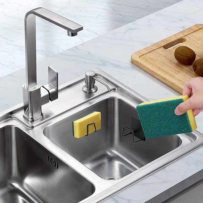 2Pcs Sponge Holder for Kitchen Sink, Strong Adhesive Sponge Holder for Sink