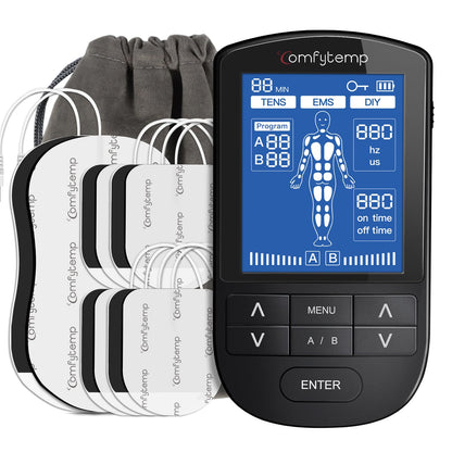Comfytemp TENS Unit Muscle Stimulator for Pain Relief Therapy, FSA HSA Eligible TENS Machine with 24 Modes and DIY, Dual Channel EMS Unit, Pulse Muscle Massager for Back, Shoulder, Sciatica, Knee