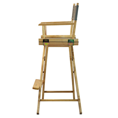 Casual Home 30" Director's Chair Natural Frame-with Grey Canvas, Bar Height
