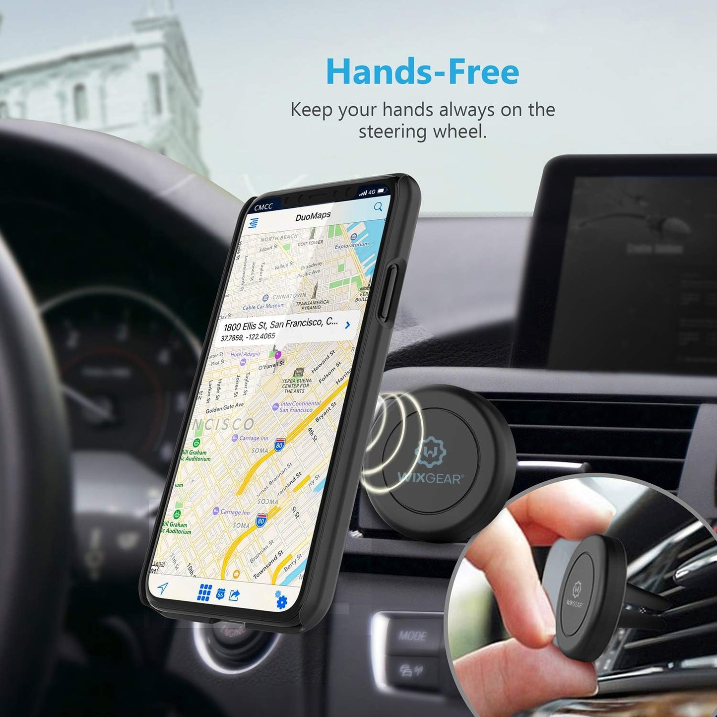 Magnetic Phone Holder for Car, WixGear [2 Pack] Universal Air Vent Magnetic Phone Mount for Car, Car Phone Holder Mount for Cell Phones and Mini Tablets with 4 Metal Plates