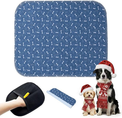 Puppy Pee Pads with Pheromones, Washable Puppy Training Pads for Dogs Reusable Puppy Potty Pads for Dogs and Cats(with Pet Hair Removal Gloves)