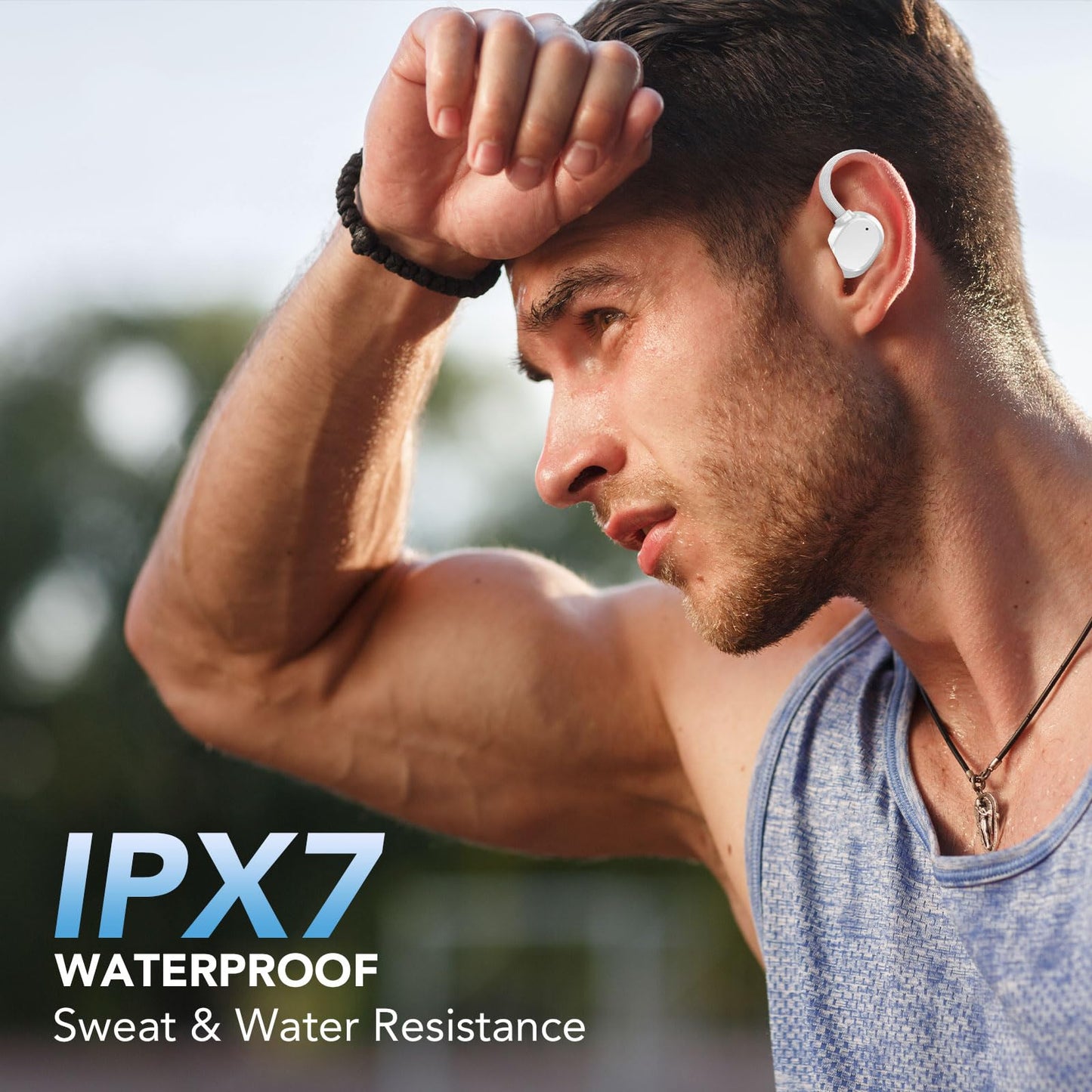 Wireless Earbuds, Bluetooth Headphones 80Hrs Deep Bass Playtime with LED Display, Sport Earphones with ENC Noise Cancelling Mic, IPX7 Waterproof Over-Ear Ear Buds with Earhooks for Workout/Running