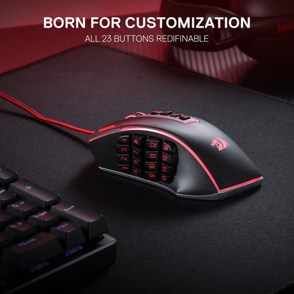 Redragon M913 Impact Elite Wireless Gaming Mouse, 16000 DPI Wired/Wireless RGB Mouse with 16 Programmable Buttons, 45 Hr Battery and Pro Optical Sensor, 12 Side Buttons MMO Mous