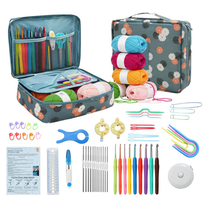 Crochet Kit for Beginners Adults & Kids | 52pcs Crochet Hooks Set with Yarn, Ergonomic Crochet Needles & Storage Case | Perfect Crochet Starter Kit for Travel, Knitting Supplies & DIY Crafts Gift