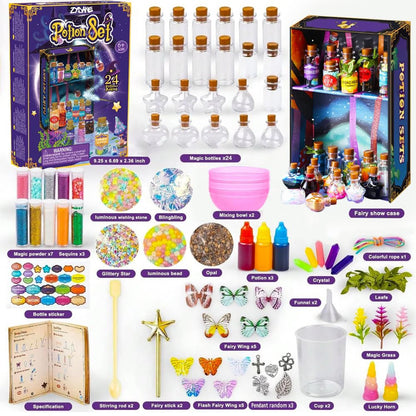 Zydane Fairy Potion Making Kit for Kids - Birthday Gifts for Girls Ages 6 7 8 9 10 Ideas for Girls 8-10 - Arts and Crafts Toys for Kids 6-8 - 24 Bottle Magical Workshop Craft Set