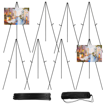 JEAWIWI 8PCS Black Easel Stand for Wedding Sign Stand, 66 Inch Portable Picture Stands for Display, Tripod Artist Easel for Painting, Floor Wedding Welcome Sign Stand, Metal Easel with Portable Bags