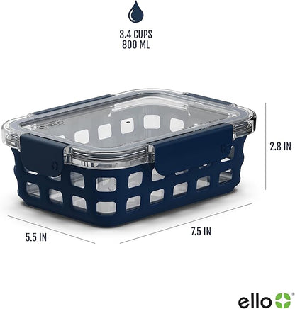 Ello Duraglass 3.4 Cup Meal Prep Sets 6Pc, 3 Pack Set- Glass Food Storage