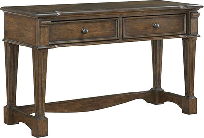Lexicon Rectangle Wood Sofa Table with 2 Dovetail Drawers, Cherry Veneer Console Table with Antique Bronze Knobs & Sturdy Wood Construction for Elegant Living Room, Entryway, Easy Assembly, Brown