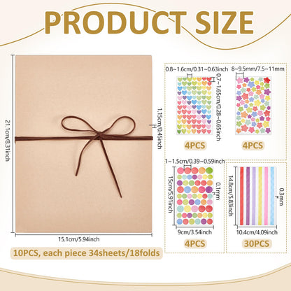 INTERWARM 10 Pcs Scrapbook Album 8x6Inch Small Paper Memory Book with DIY Accessories Kit, Folding Photo Collection for Anniversary, Graduation, Wedding, Valentine's Day(Colorful)