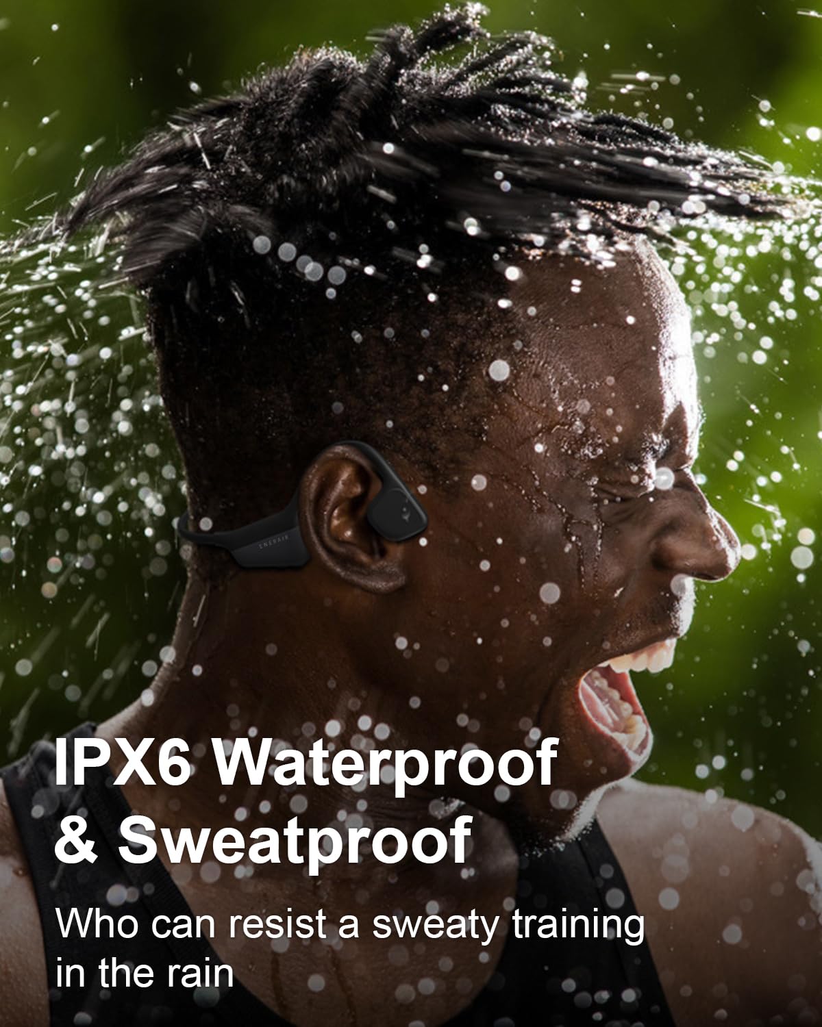 Enerair Bone Conduction Headphones, IPX6 Waterproof Open Ear Headphones 14H Playtime Bluetooth 5.3 Wireless Headset Sport with Mic Sweatproof for Running, Cycling