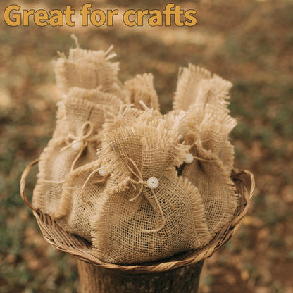 PQZKLDP 6 Inch (15CM) Burlap Ribbon 12 Yards Natural Burlap Fabric Roll for Crafting, Gift Wrapping, and Home Decor - Natural Rustic Style for Weddings, Parties, and DIY Projects