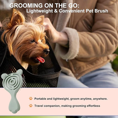 Cat-Ear Design Puppy Brush, Gentle Soft-Bristle Small Dogs Plastic Detangling Grooming Tool, Fit for Yorkie Shih Tzu Maltese Maltipoo (Green)