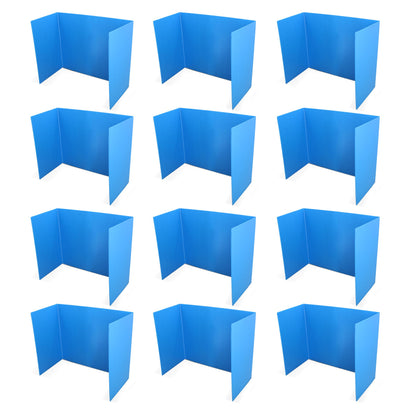 Flipside Products 18”x 46.5” Blue Plastic Study Carrel, Privacy Boards, Premium Corrugated Plastic, Student Privacy and Focus Booth for The Classroom, Desk Divider Cubby for Tests, Made in USA 12 Pack