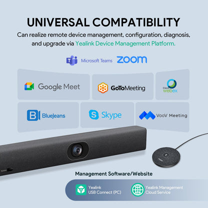 Yealink UVC40 E2 and Expansion Mic (VCM35) HD Video and Audio Conferencing System Bundle for Small to Medium Meeting Room, Ultra HD 4K, 8 Microphone Arrays, AI Auto Framing, Full-Duplex