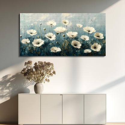 FUHAIHUA Canvas Wall Decor For Bedroom Wall Art For Living Room Office Decorations White Flowers Landscape Painting Modern Wall Pictures Artwork Farmhouse Posters Ready To Hang Home Decor 20x40 In