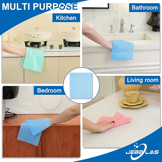 JEBBLAS Disposable Dish Towels and Cloths, Reusable Wipes