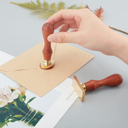 CRASPIRE Wax Seal Stamp Magic Book Vintage Sealing Wax Stamps Coffee Rectangle Removable Brass Head Sealing Stamp with Wooden Handle for Wedding Invitations Valentine's Day Gift Wrap
