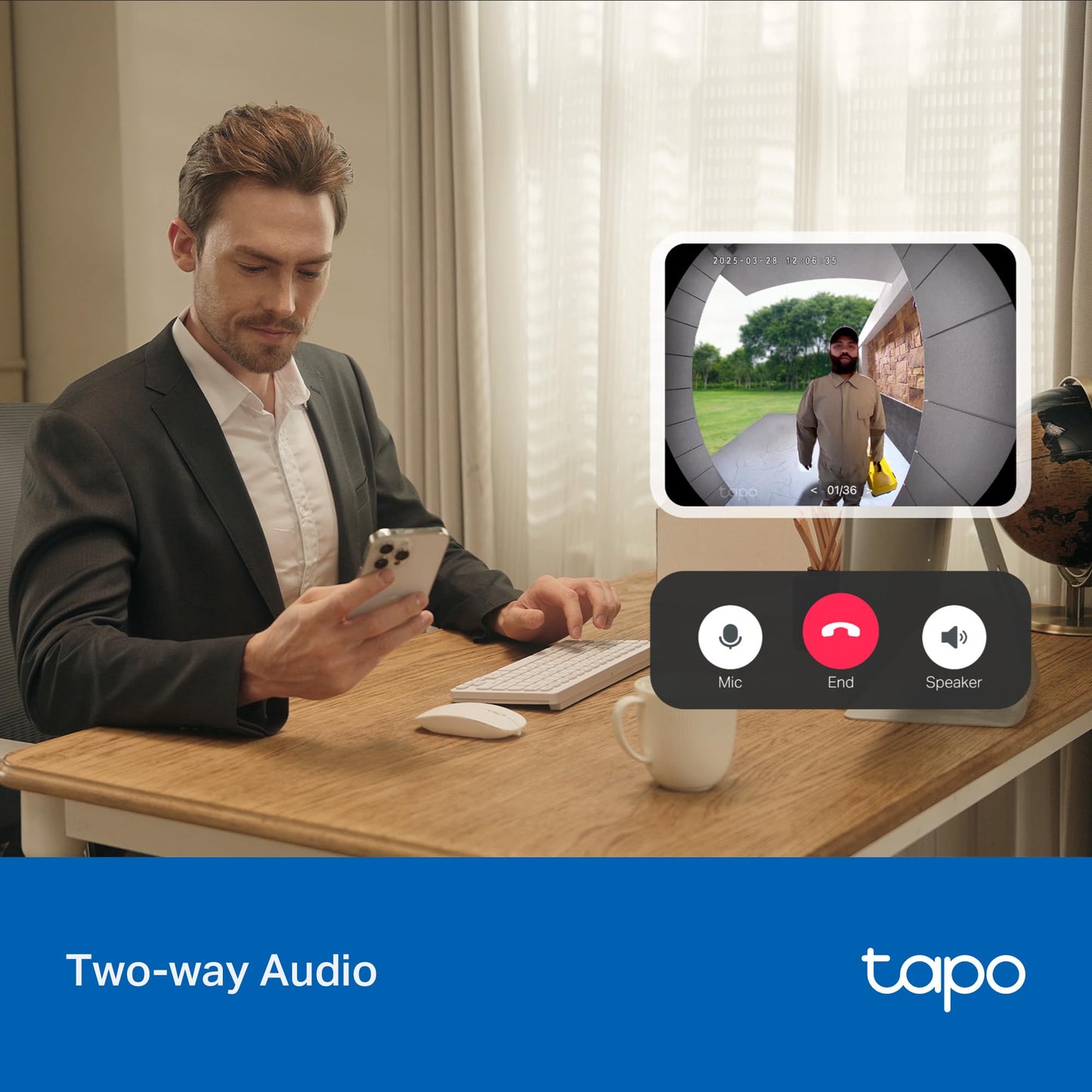 Tapo Smart Video Wireless Doorbell Camera - 2K, 160° Ultra-Wide View, Up to 180 Days Battery, Alexa, Google Assistant Compatible, Free AI Person Detection, IP54, SD/Cloud Storage, D205