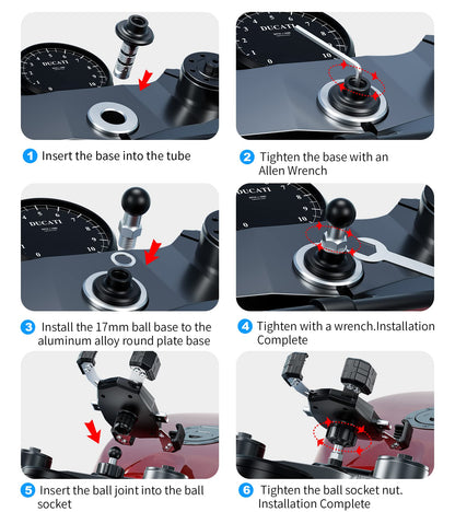 Kewig Motorcycle Fork Stem Phone Mount, Motorcycle Phone Mount, 1S One-Push Automatically Lock & Release, Fits for Fork Stem 12-25.4mm in Diameter, for 4.0-6.9" Cellphones