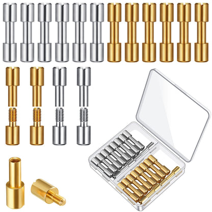 Charniol 20 Sets Brass Bracket Bolt Fasteners and Stainless Steel Bracket Bolt Fasteners Tactical Lock Rivets Knife Making Supplies Handle Pins Knife Screws for Handles, Head Diameter 6 mm