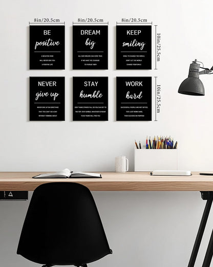 KUVIOKE Inspirational Framed Wall Art Motivational Quotes Wall Decor Encouraging Office Posters Positive Affirmations Sayings for Classroom Bedroom Living Room Ready to Hang Set of 6, 8x10in (Framed)