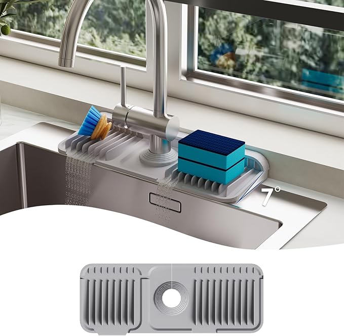 14.6 Inch Silicone Faucet Mat for Kitchen Sink Splash Guard