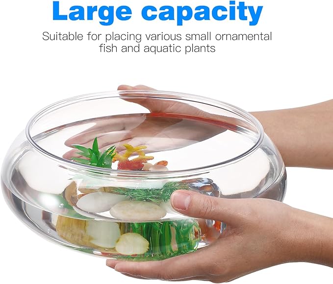 Happyyami Transparent Aquarium Tank 1 Gallon Acrylic Betta Fish Bowl Desktop Fish Tank for Home Office Decor and Hydroponic Plant Display