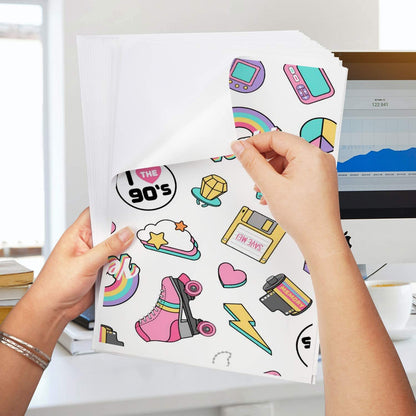 QYH Printable Vinyl Sticker Paper for Inkjet & Laser Printer - Matte White Waterproof, 50 Sheets Vivid Colors, Compatible with Cricut, Silhouette, Ideal for Small Business & DIY- 8.5"x11"