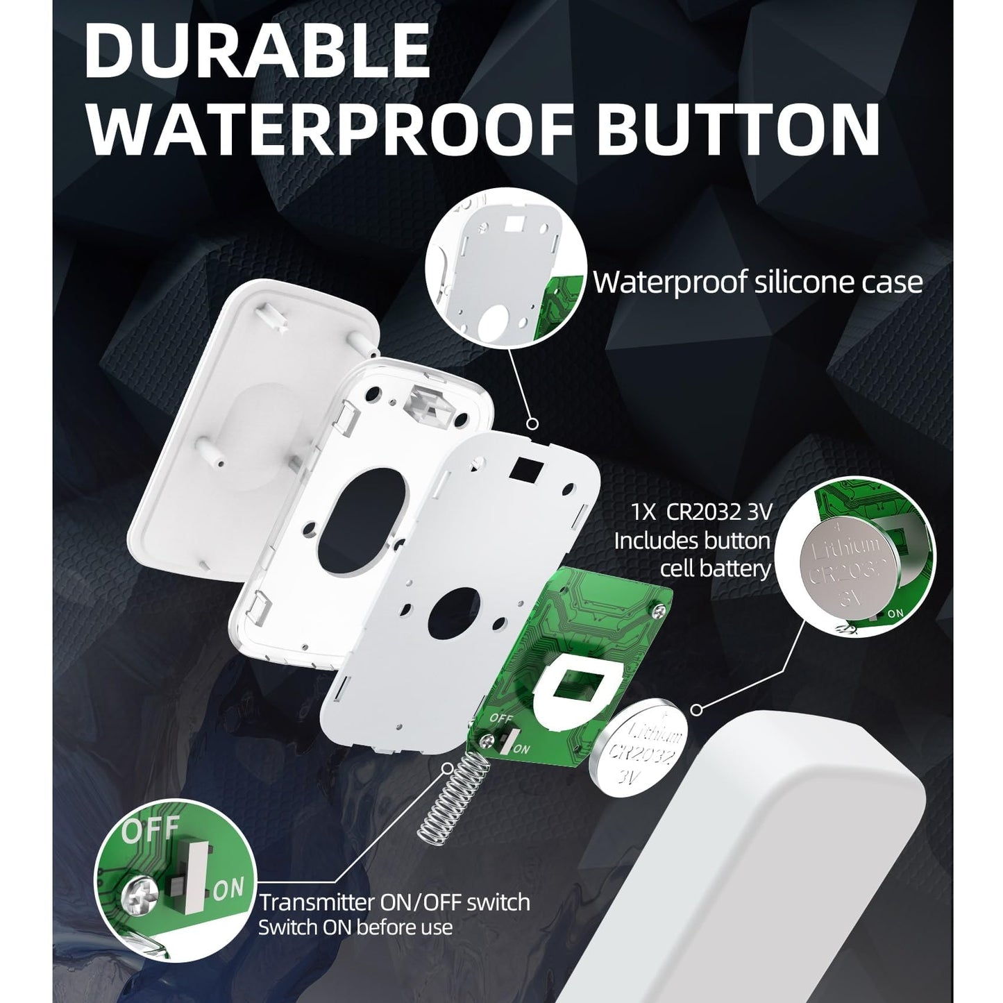Wireless Doorbell 1200Ft Door Bells for Home with Flashing Light Hearing Impaired Door bell 1 Battery Button & 3 Plug in Receivers for Home Classroom Room Office