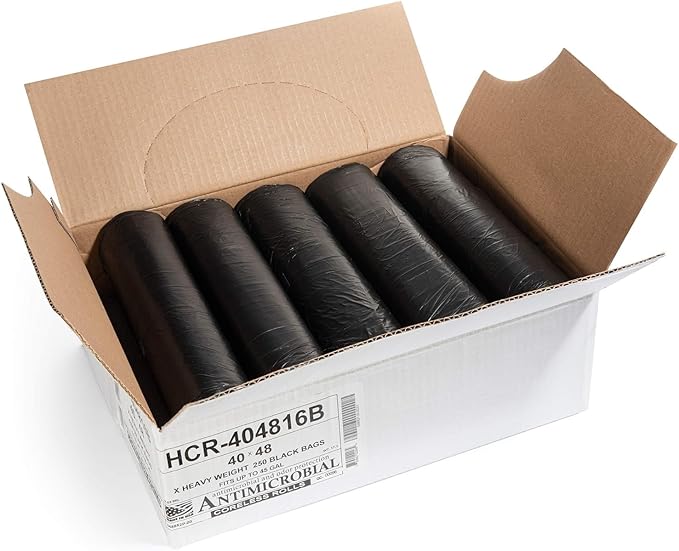 Aluf Plastics High Density Trash Bags, 45 Gallon, 16 Micron,