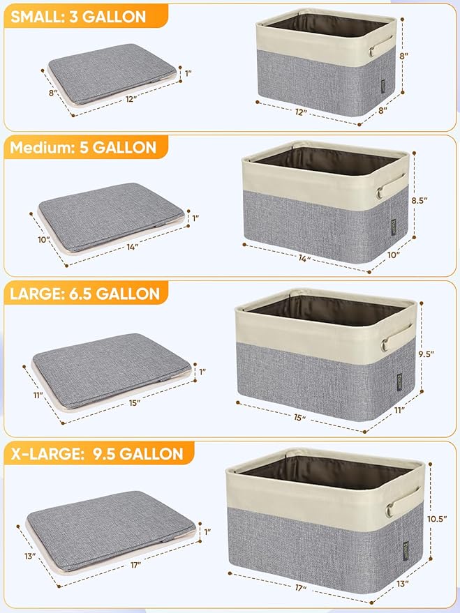 BALEINE 1 Pack Fabric Closet Storage Bins for Shelves, Linen Closet Organizers and Storage, Decorative Baskets for Organizing, Shelf, Clothes, Home, Office (Grey, 17''x13''x10.5'')