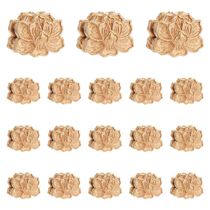 PH PandaHall About 20 pcs Tibetan Metal Flower Beads Brass Unplated Lotus Flower Spacers Beads Charms for Jewelry Makings 9.5x12mm Hole: 2.5mm