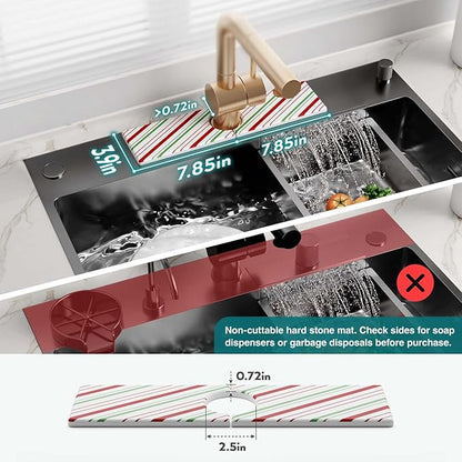 Stone Faucet Mat for Kitchen Sink, Diatomite Drying Stone Mat for Kitchen