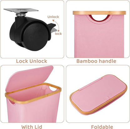 Slim Laundry Basket with Wheels, Narrow Hampers