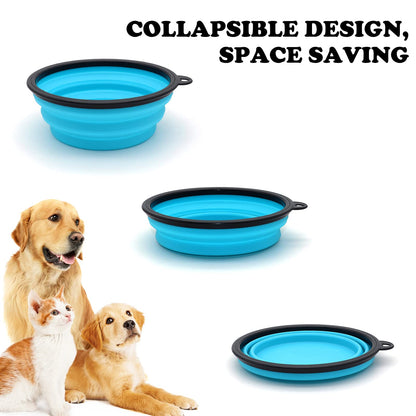 2-Pack Small Dog Travel Bowl, Collapsible Bowls for Dogs, Foldable Cat Water Bowl, Portable Pet Feeding Watering Traveling Dish (Black & Orange)