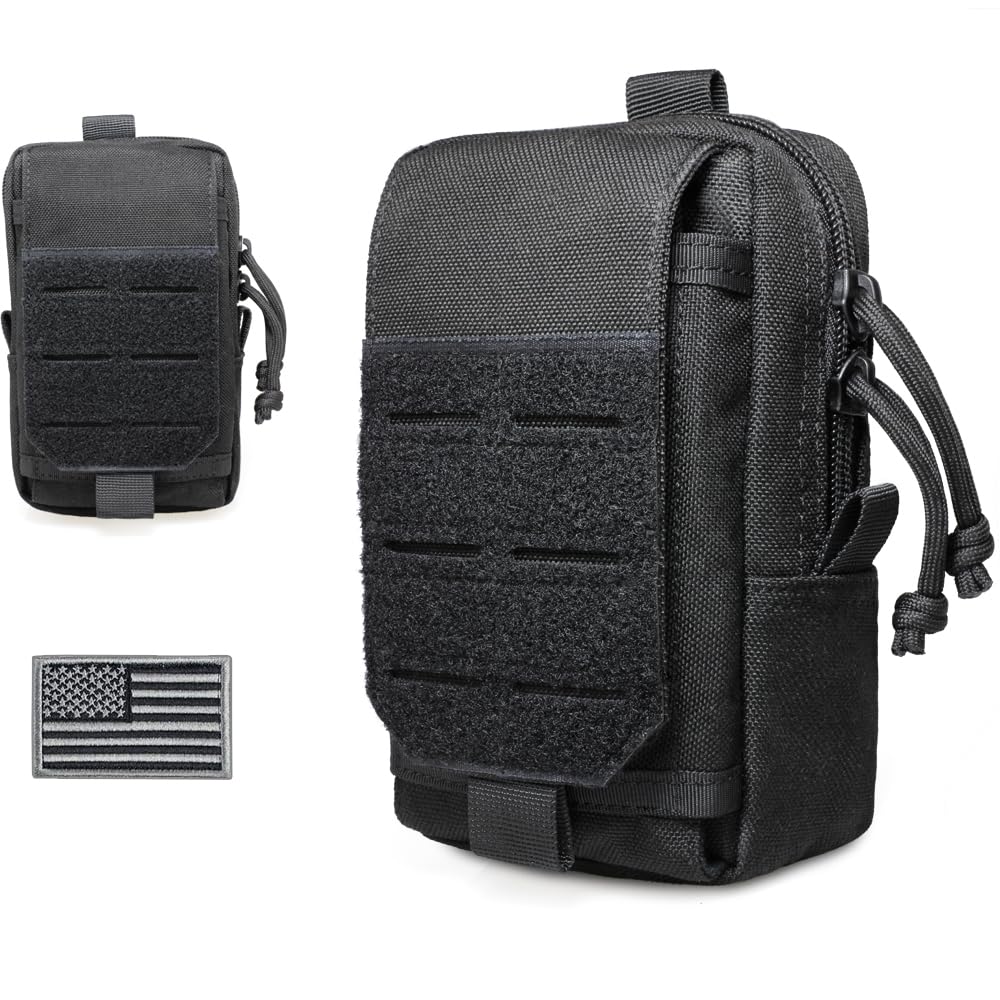WYNEX Tactical EDC Pouch, Molle Utility Pouches Gadget Organizer Phone Holder Waist Pack Smartphone Pouch Tool Holster Pocket Black
